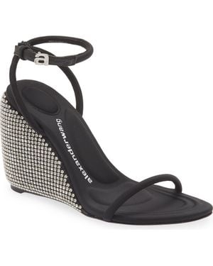 Alexander Wang Dahlia Rhinestone Logo Wedge Sandal - White