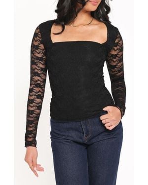 Petal & Pup Skyler Lace Long Sleeve Shirt - Black