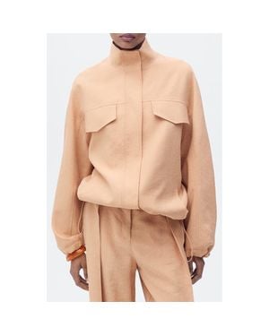 Mango Oversize Stand Collar Jacket - Natural