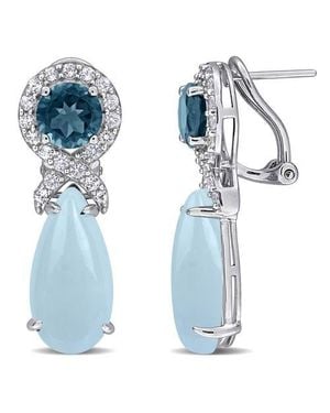 Julianna B Gemstone Dangle Leverback Earrings Sterling - Blue
