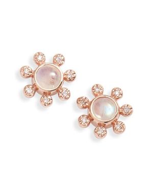 Anzie Dew Drop Moonstone Stud Earrings - Pink