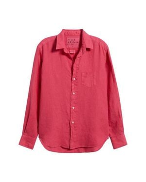 Frank & Eileen Relaxed Linen Button-Up Shirt - Red