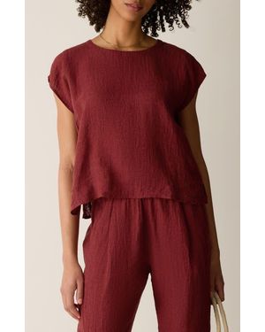 Eileen Fisher Organic Linen Square Top - Red