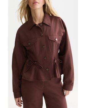 Scotch & Soda Fitted Peplum Trucker Jacket - Brown