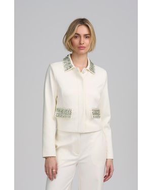 Elle Collection Embellished Boxy Jacket - Natural
