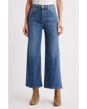 RE/DONE High Waist Crop Wide Leg Jeans - Blue