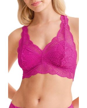 Fleur't Belle Epoque Racerback Lace & Microfiber Bralette - Pink