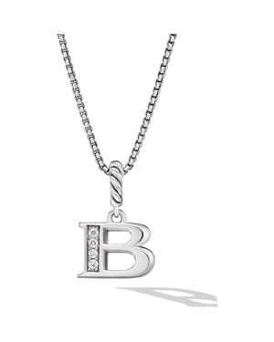 David Yurman Pavé Initial Pendant Necklace - Metallic