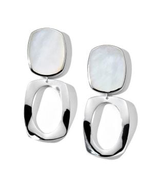 Ippolita Polished Rock Candy Long Oval & Large Frame Sterling Drop Earrings - White