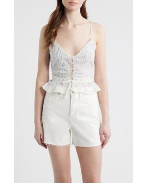 LoveShackFancy Avra Lace Peplum Camisole - White