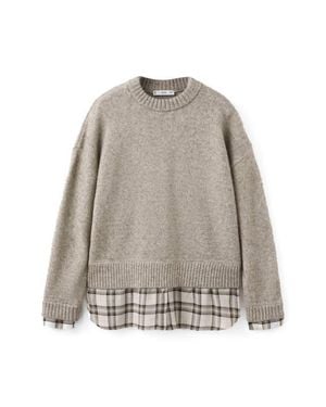 Mango Teria Shirt Sweater - Gray