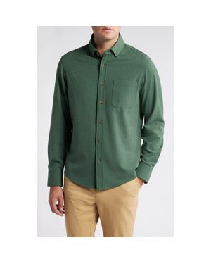 Mizzen+Main City Trim Fit Solid Stretch Flannel Button-Down Shirt - Green