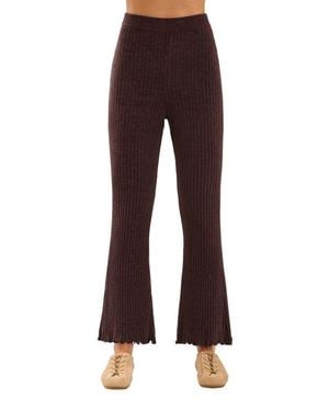 Barefoot Dreams Petal Edge Rib Ankle Pants - Red