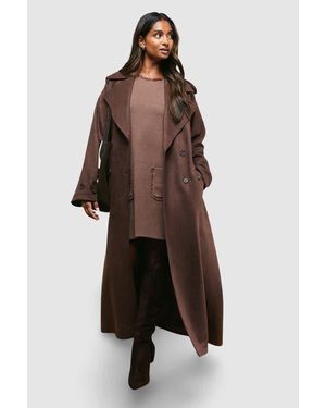 Oasis Cuff Detail Belted Coat - Brown