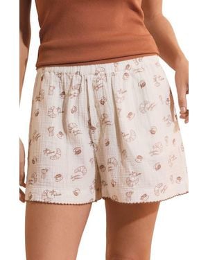 Etam Biscuit Cotton Gauze Sleep Shorts - Pink