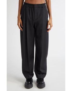 Alexander Wang Pleated Tropical Wool Blend Balloon Leg Pants - Black