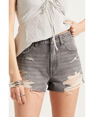 PacSun Ivy High Waist Distressed Denim Shorts - Gray