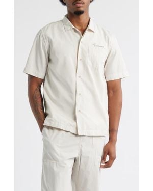 Service Works Script Embroidered Organic Cotton Camp Shirt - White