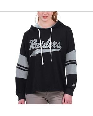 Starter Las Vegas Raiders Bump And Run Long Sleeve Hoodie T-Shirt - Black