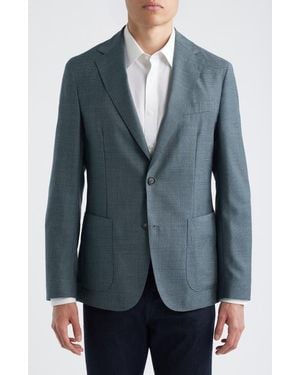 BOSS Hanry Slim Fit Textured Virgin Wool Sport Coat - Blue