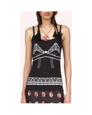 Anna Sui Lingerie Printed Tank Top - Black