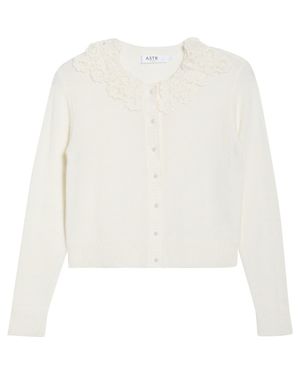 Astr Meadow Lace Collar Cardigan - White