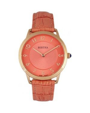Bertha Abby Swiss Leather-Band Watch - Pink