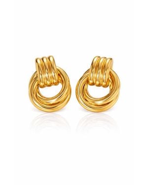 Kellery Sculptural Knot Drop Earrings Stainless Steel - Metallic