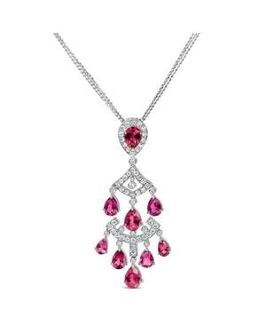 Haus of Brilliance 18K 1 1/10 Cttw Diamond & Tourmaline Pendant Necklace - Pink