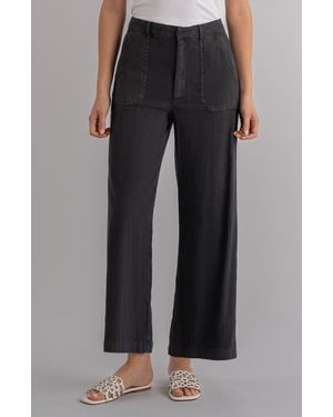 Kut From The Kloth Topaz High Waist Crop Wide Leg Linen Blend Pants - Black