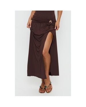Princess Polly Alexe Ruched Strapless Maxi Dress - Brown