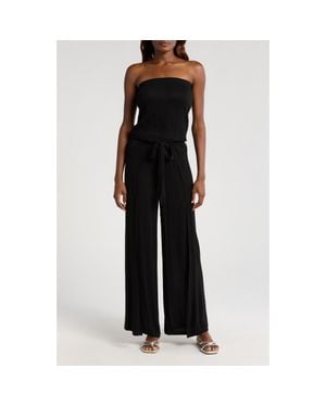Elan Strapless Cover-Up Jumpsuit - Black