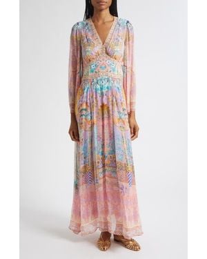 CAMILLA Howdy Gaudí Long Sleeve Silk Chiffon Maxi Dress - Multicolor