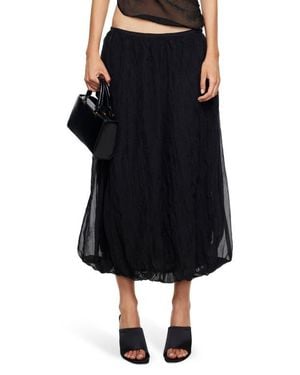Lioness Intuition Bubble Hem Midi Skirt - Black