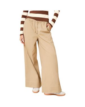 Solid & Striped The Flynn Stretch Cotton Drawstring Wide Leg Pants - Natural