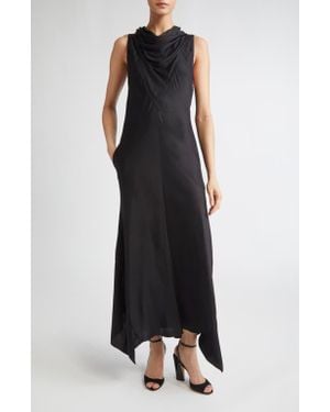 Brandon Maxwell The Fallon Cowl Neck A-Line Dress - Black