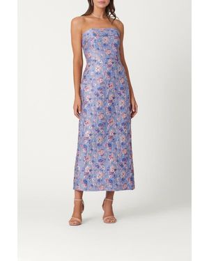 Shoshanna Midnight Jacquard Callie Dress - Purple