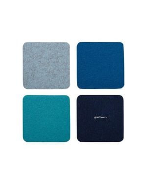 Graf & Lantz Bierfilzl Merino Wool Square Coaster Solid 4 Pack - Blue