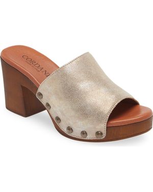 Cordani Whitley Shimmer Platform Slide Sandal - Brown