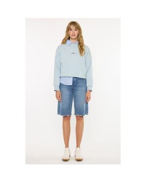 Kancan Daylin Low Slung Baggy Denim Jort Shorts - Blue