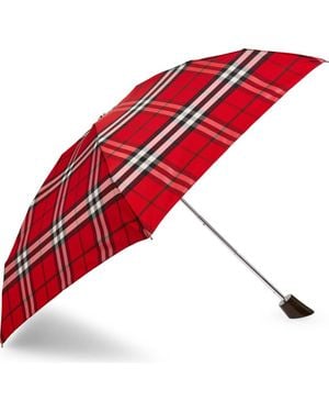 Burberry Check Compact Umbrella - Red