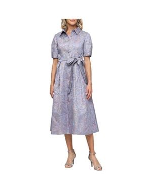 Alex Evenings Floral Jacquard Dress - Purple