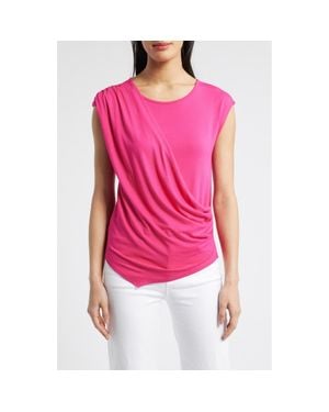 Loveappella Drape Asymmetric Top - Pink