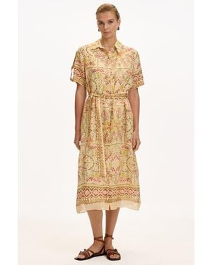 Exquise Abbey Short Sleeve Printed Midi Dress - Natural