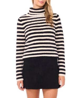 Vince Camuto Fuzzy Stripe Sweater - Black