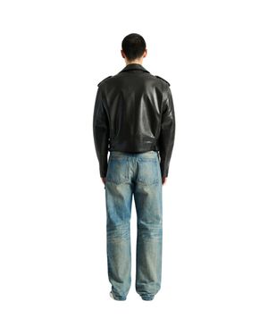 Balmain Textured Leather Biker Jacket - Black