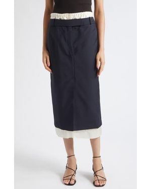 Rohe Boxer Detailed Virgin Wool & Mohair Pencil Skirt - Blue