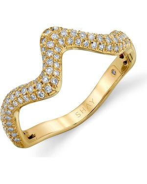 SHAY Wave 18K Diamond Pavé Ring - Metallic
