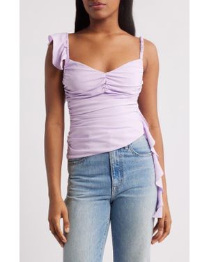 Mistress Rocks Asymmetric Ruffle Tank - Purple
