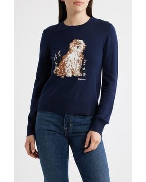 Barbour Alder Intarsia Cotton & Cashmere Sweater - Blue